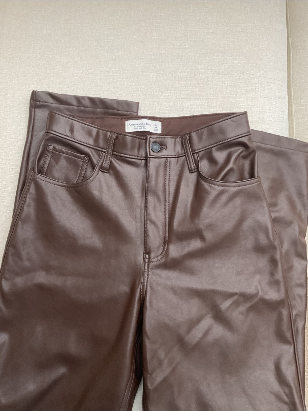 Abercrombie & Fitch Brown Faux Leather High-Rise Skinny Pants - Picture 5 of 7